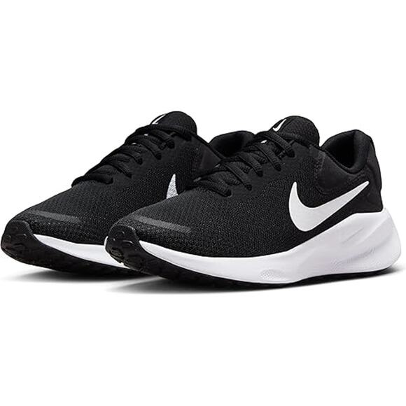 NWT Nike Women’s Revolution 7 Sneaker Black White Size 7.5 Lightweight Running - Picture 1 of 7